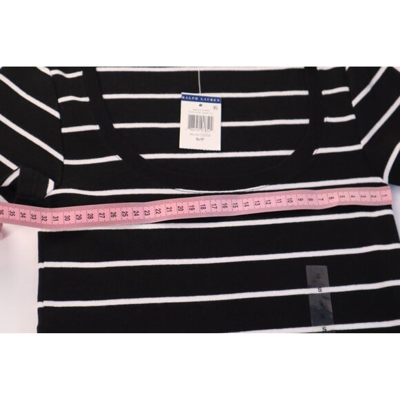 Ralph Lauren Women's Black & White Striped Scoop Neck‎ T-Shirt Size S/P Cotton - Picture 8 of 10